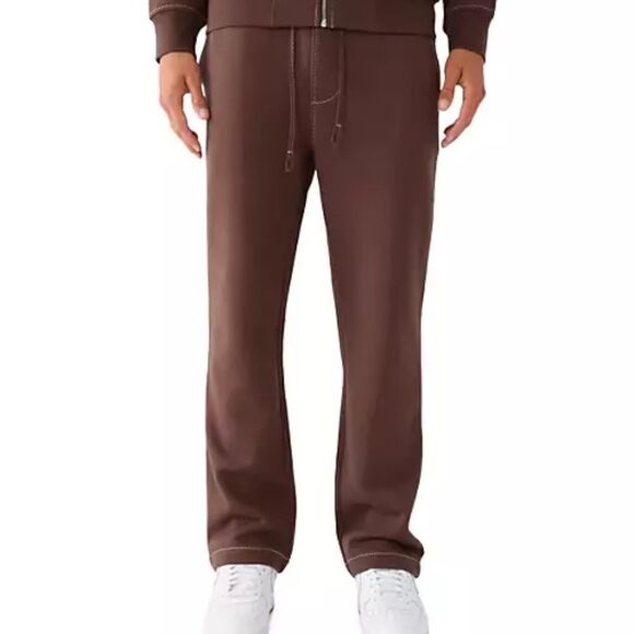 True Religion Big T Straight Leg Sweatpants Brown Medium - Picture 2 of 14